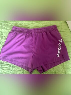 Reebok Magenta Workout Shorts with White Logo